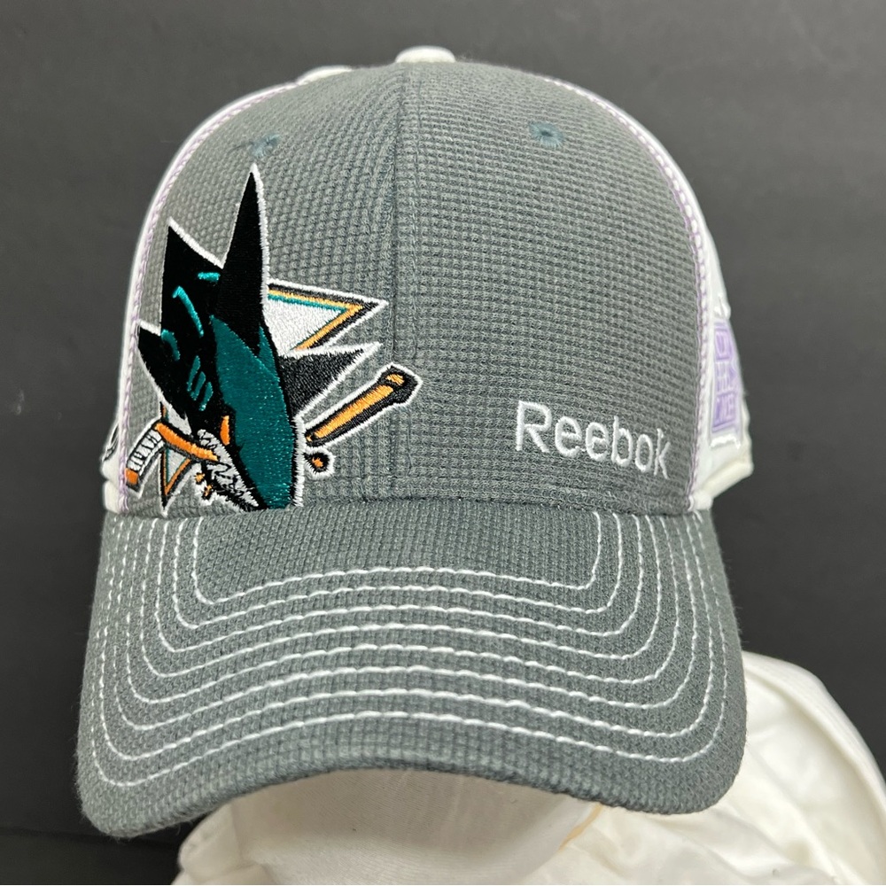 NHL San Jose Sharks Center Ice Reebok Hocey Cap Hat- Fitted L/XL